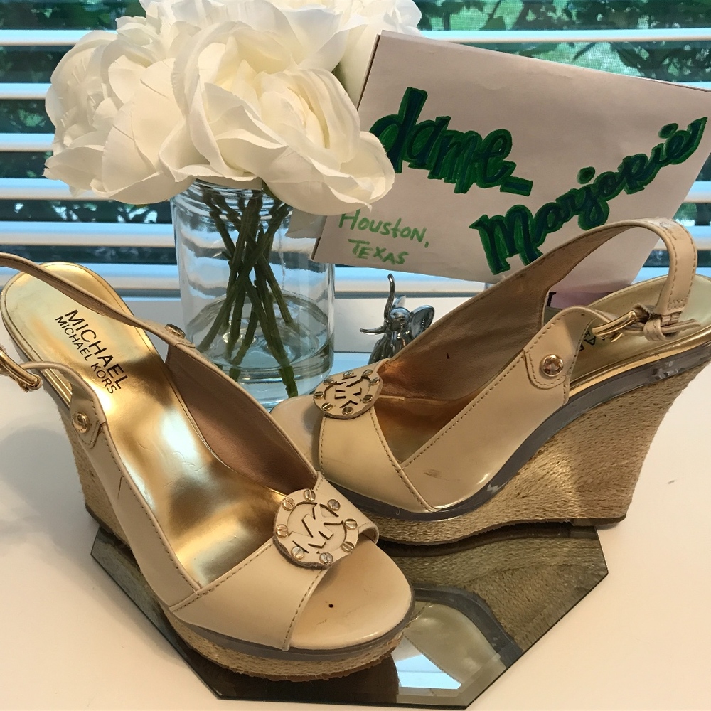 Michael Kors Platform Wedges Nude Patent